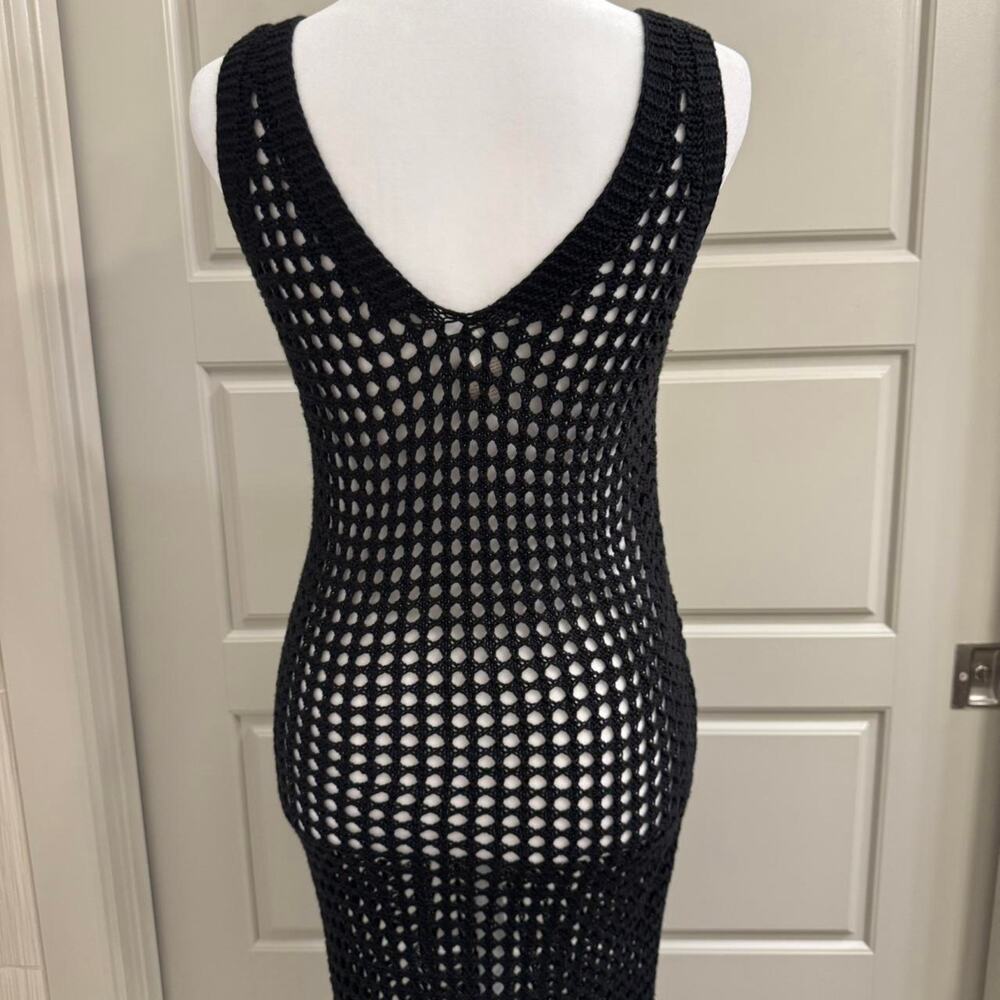 Shade & Shore Black Crochet Knit Maxi Swim Cover Up Dress - Picture 4 of 5